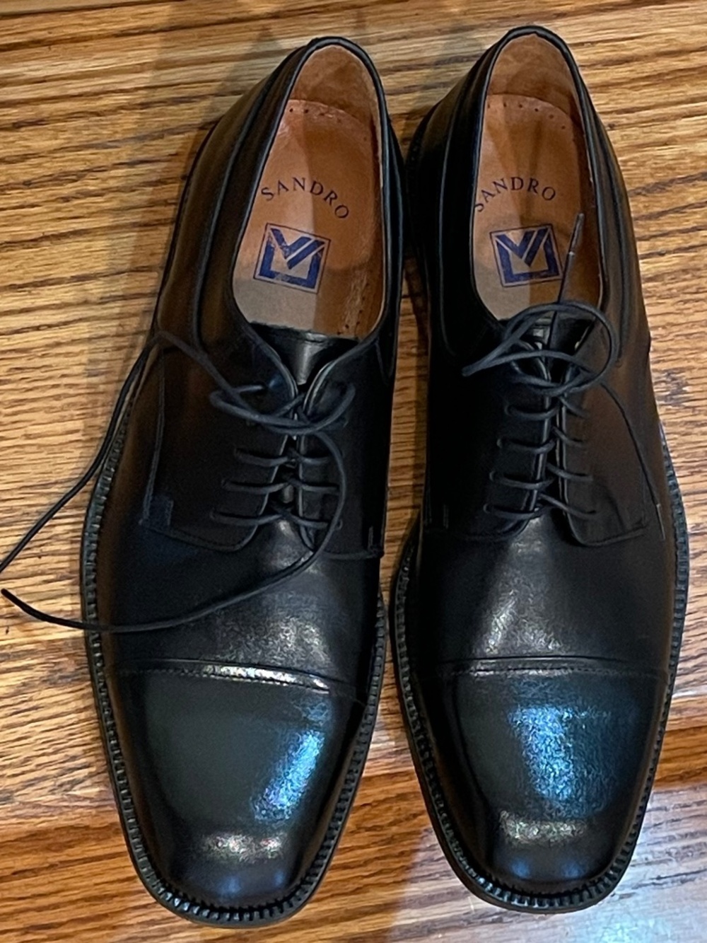 Sandro Moscoloni Black Leather Cap Toe Derbys 8.5D